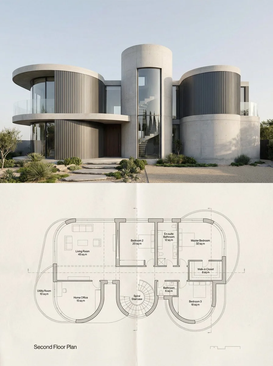 Dual Vision: Architectural Harmony in Render and Plan