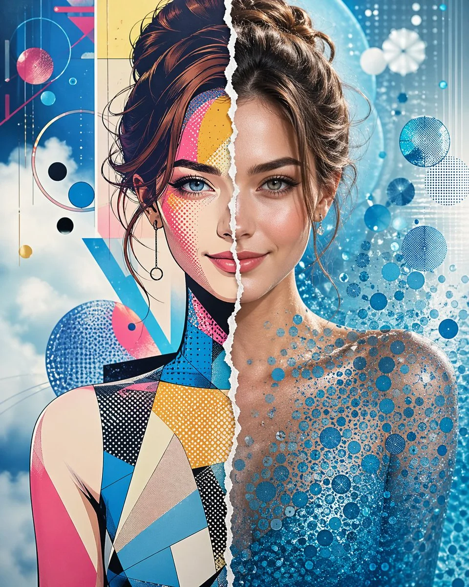 Duality of Elegance: A Portrait Split by Artistic Vision