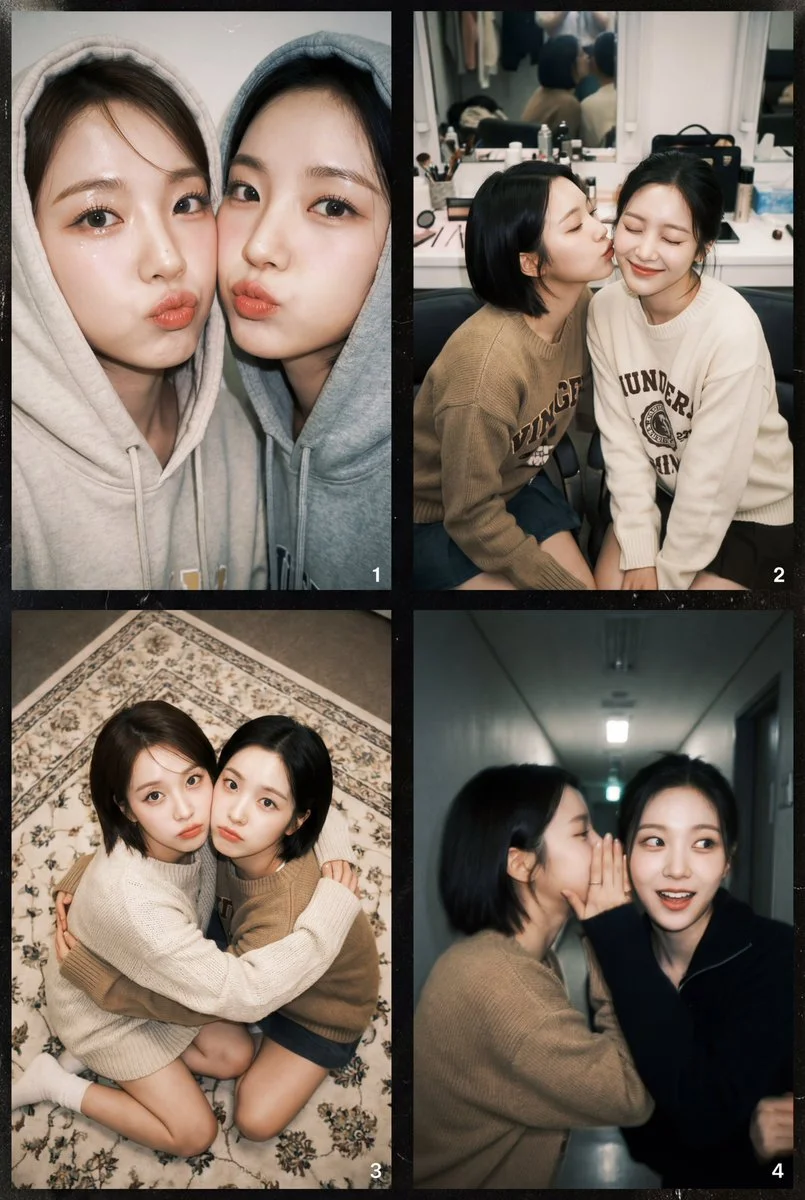 Duo of Dreams: K-Pop Idols in a Playful Collage