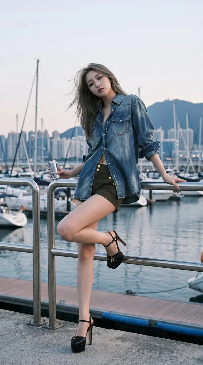 Dusk Harbor Elegance in Denim