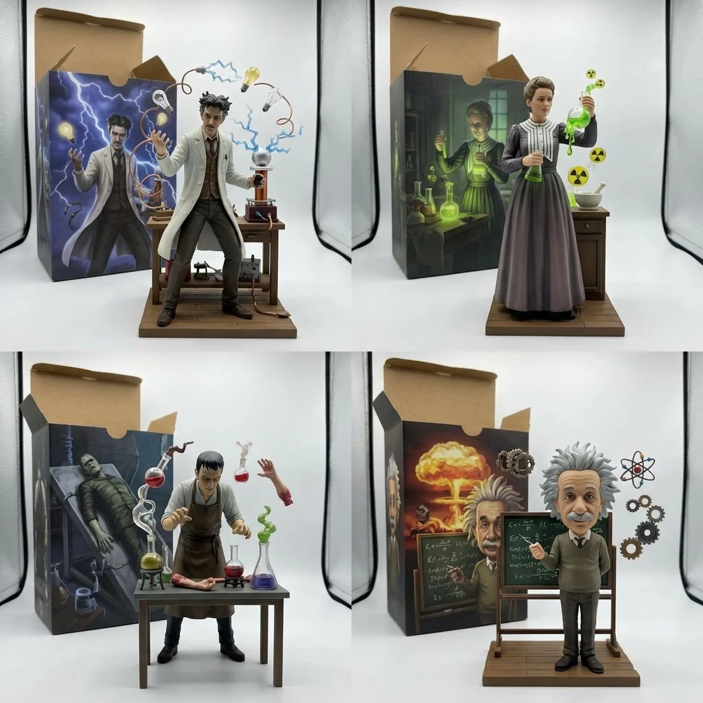 Dynamic 1/7 Scale Mad Scientist Action Figure in Mid-Air Lab Scene