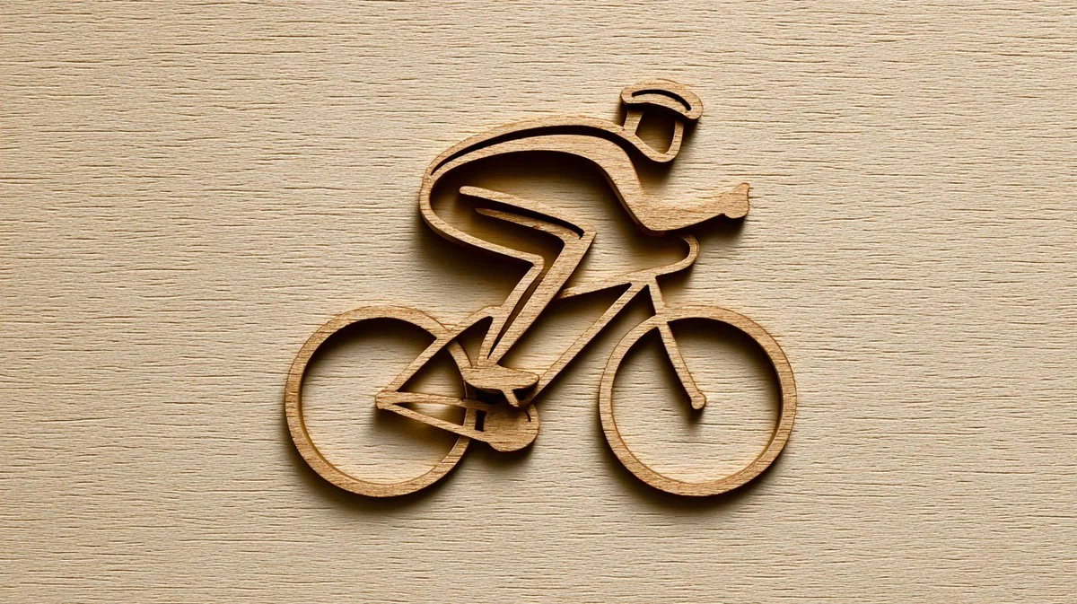 Dynamic Athlete Logo in Laser-Cut Wood Style