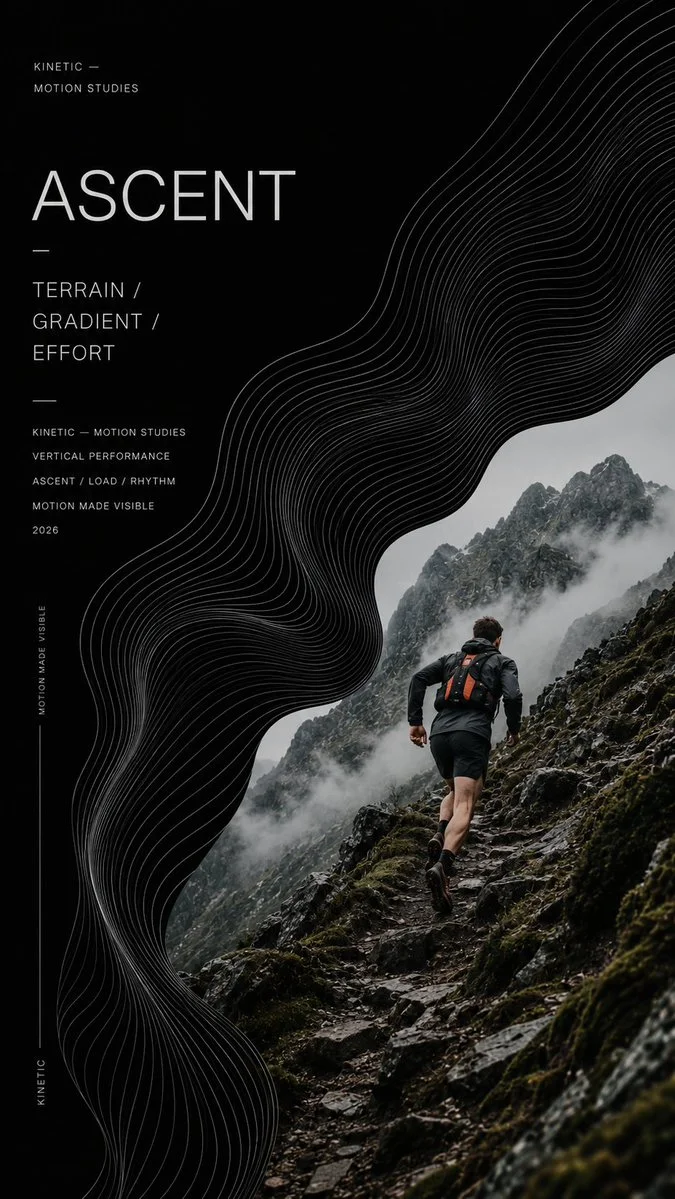 Dynamic Forces in Trail Running: A Minimalist Graphic Exploration