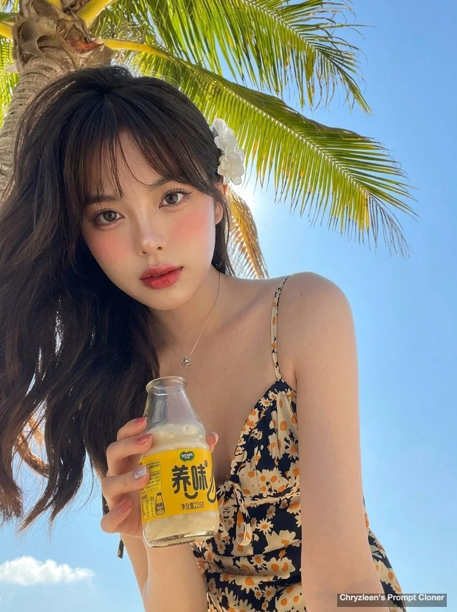 Dynamic Portrait with Vibrant Summer Elements and Motion Blur