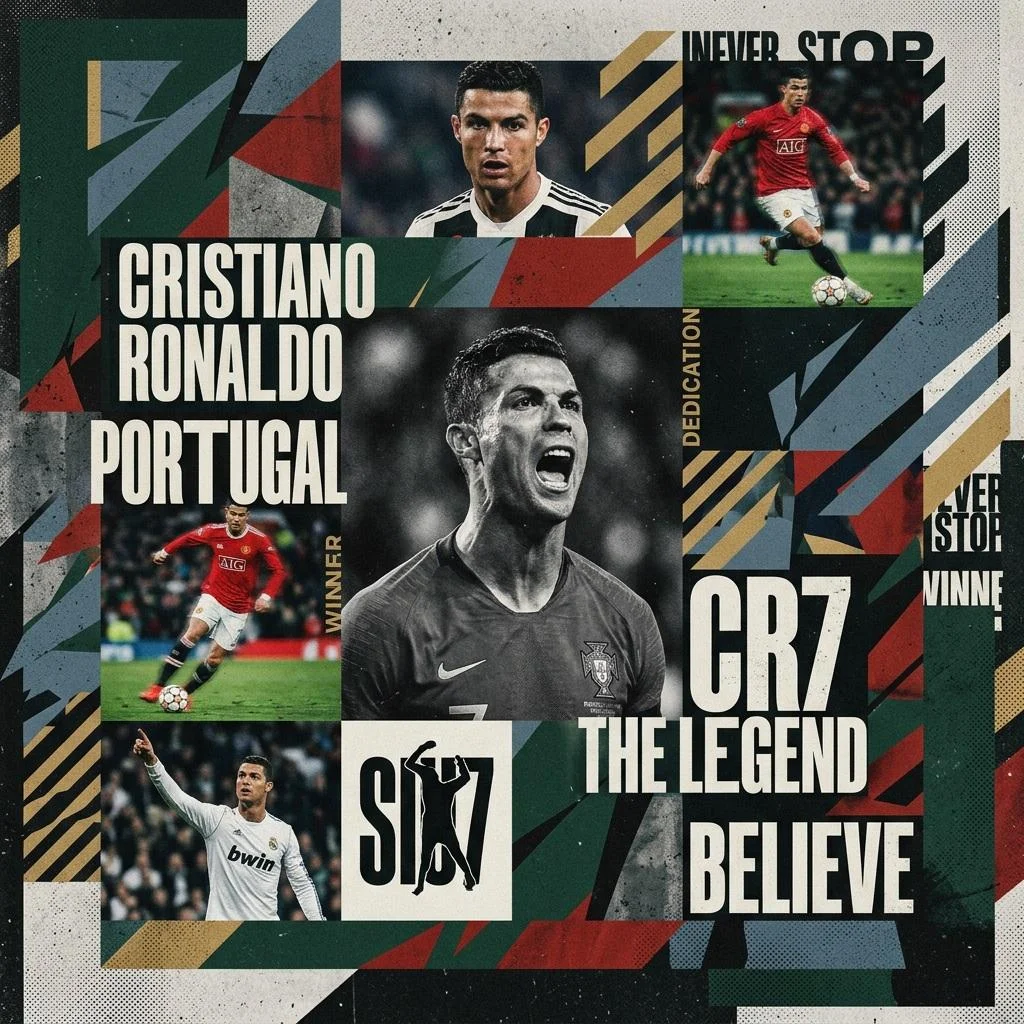 Dynamic Sports Collage in Maximalist Style