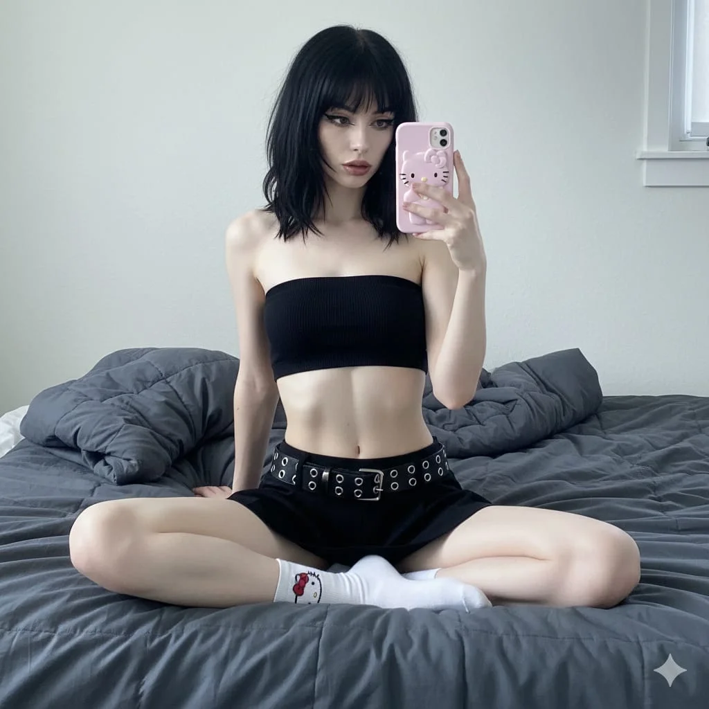 E-Girl Elegance: Mirror Selfie in Pink