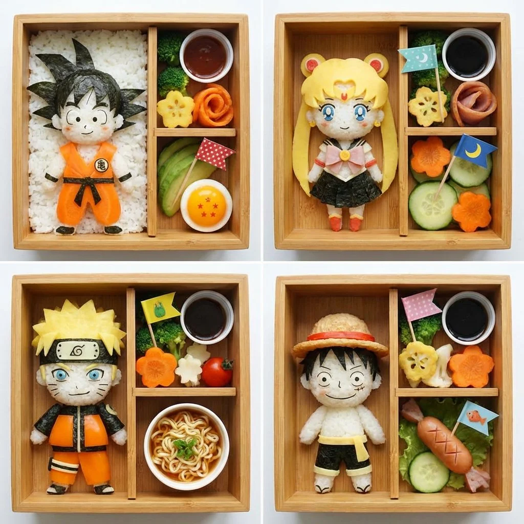 Edible Manga: 3D Bento Box Art of Four Iconic Characters