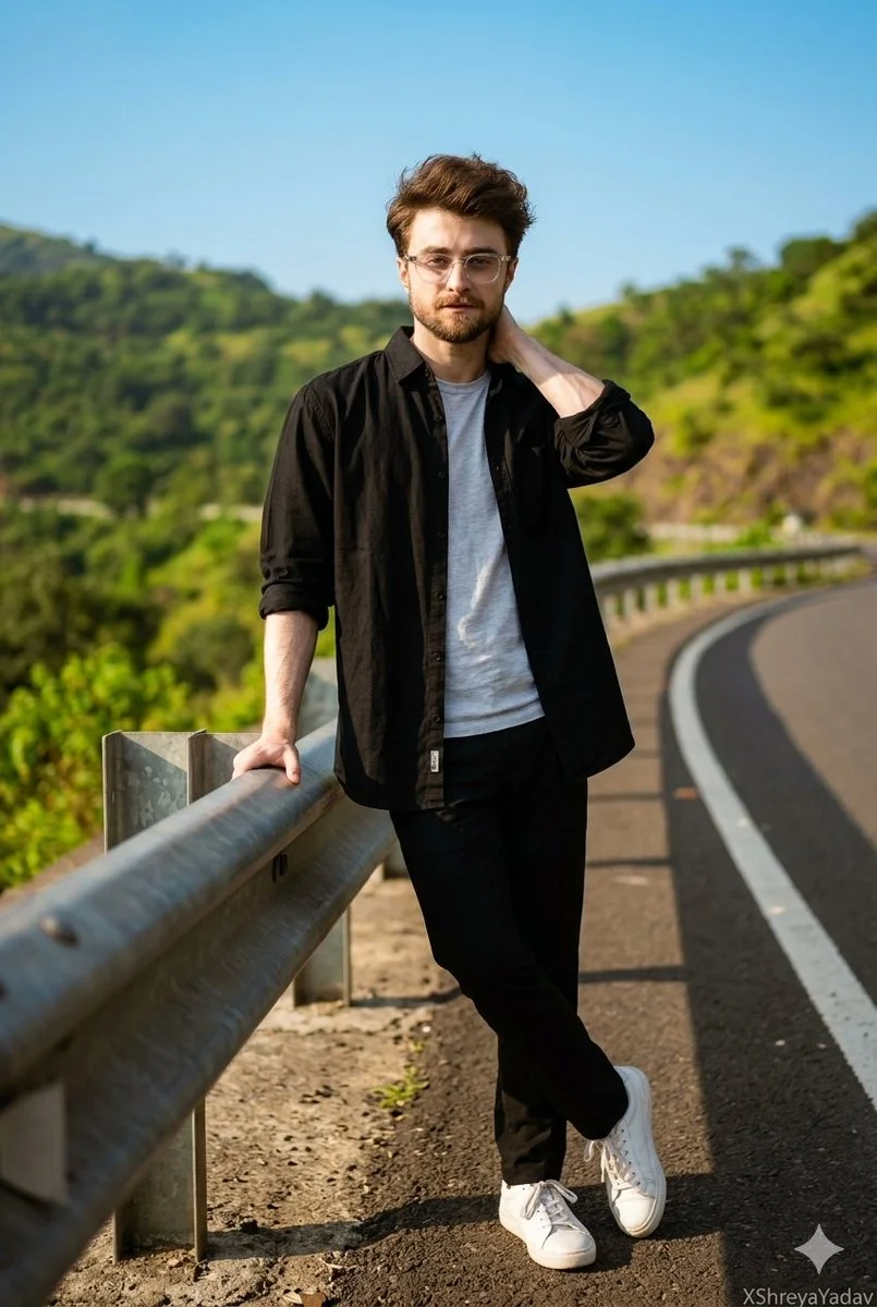 Effortless Cool on a Curved Roadside