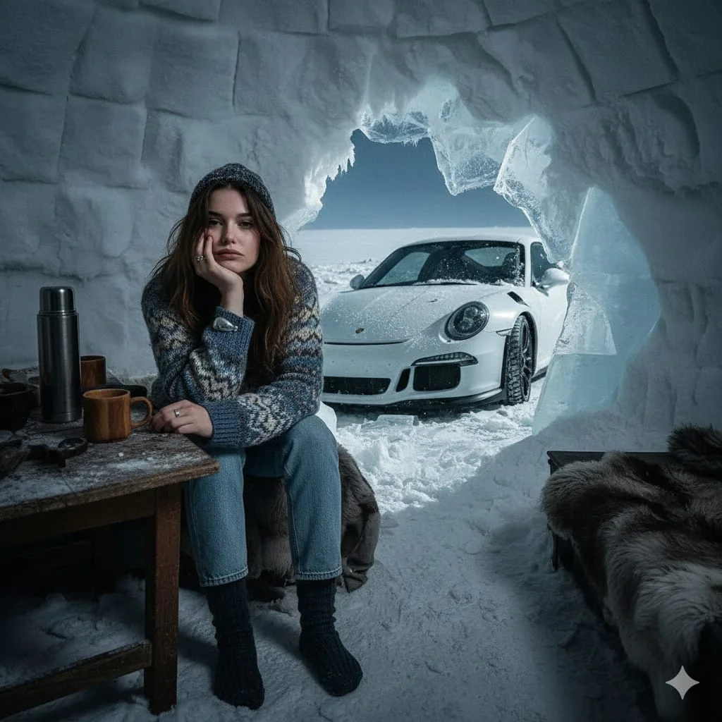 Electric Elegance: A Portrait in Blue and Shadows