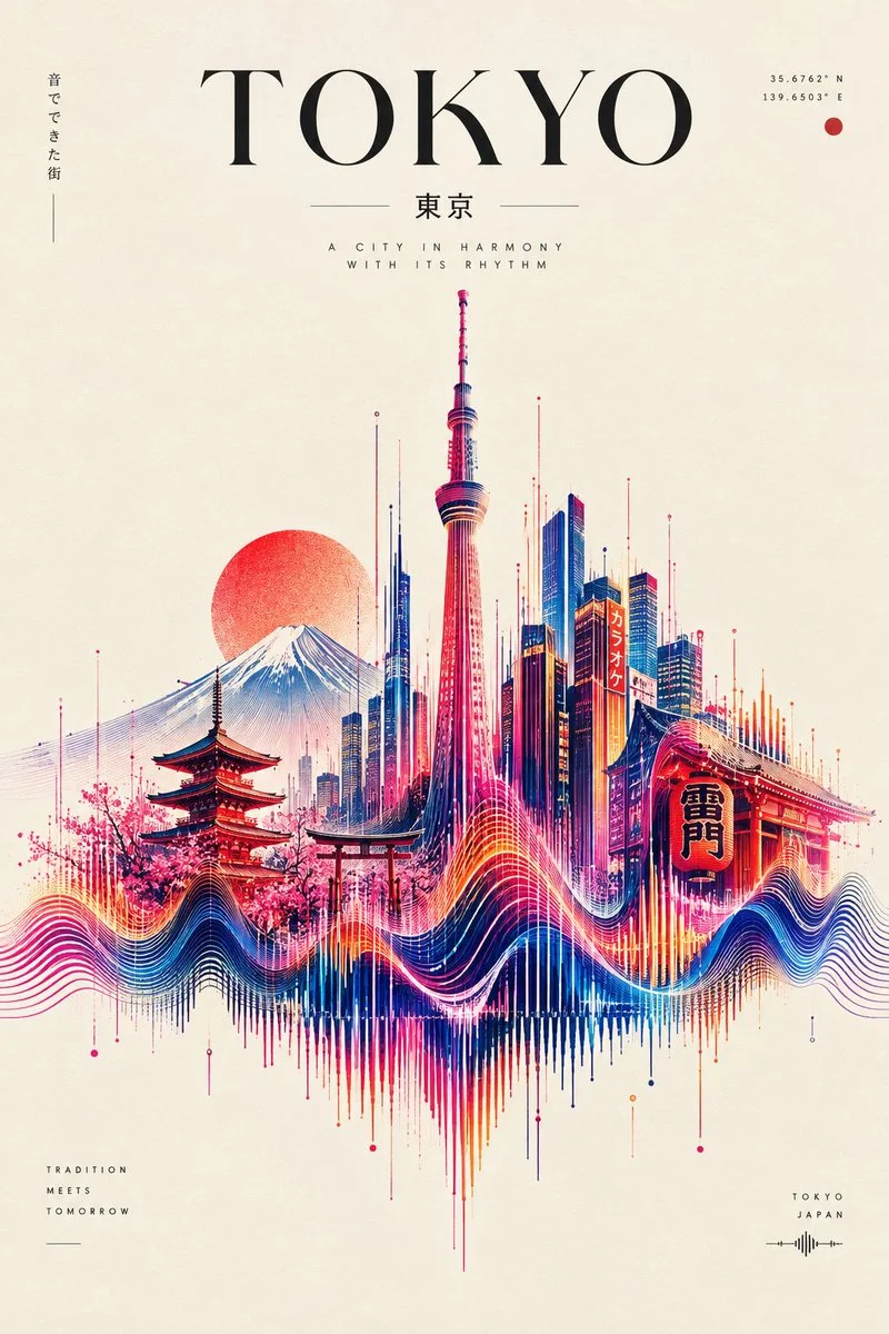 Electric Soundwaves Sculpt a Futuristic Cityscape in High-Fashion Editorial