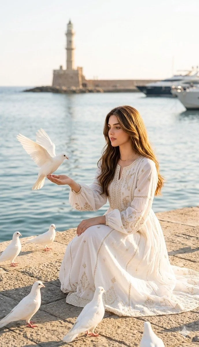 Elegance at Dusk: A Serene Moment by the Sea