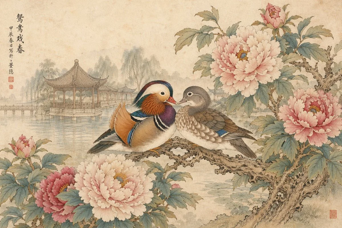 Elegance at the Lakeside: A Traditional Chinese Pavilion Scene