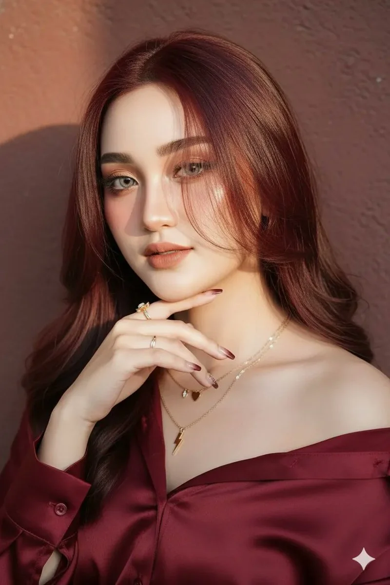 Elegance in Burgundy: The Gemini Muse