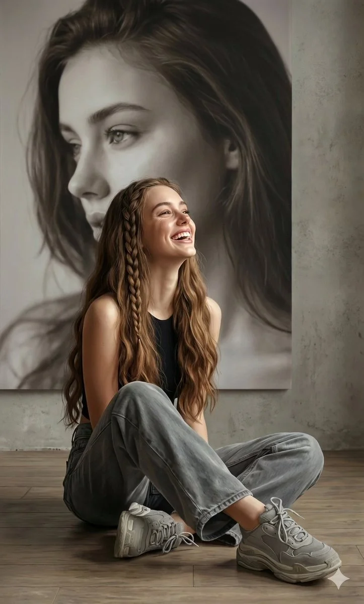 Elegance in Monochrome: A Portrait of Joy