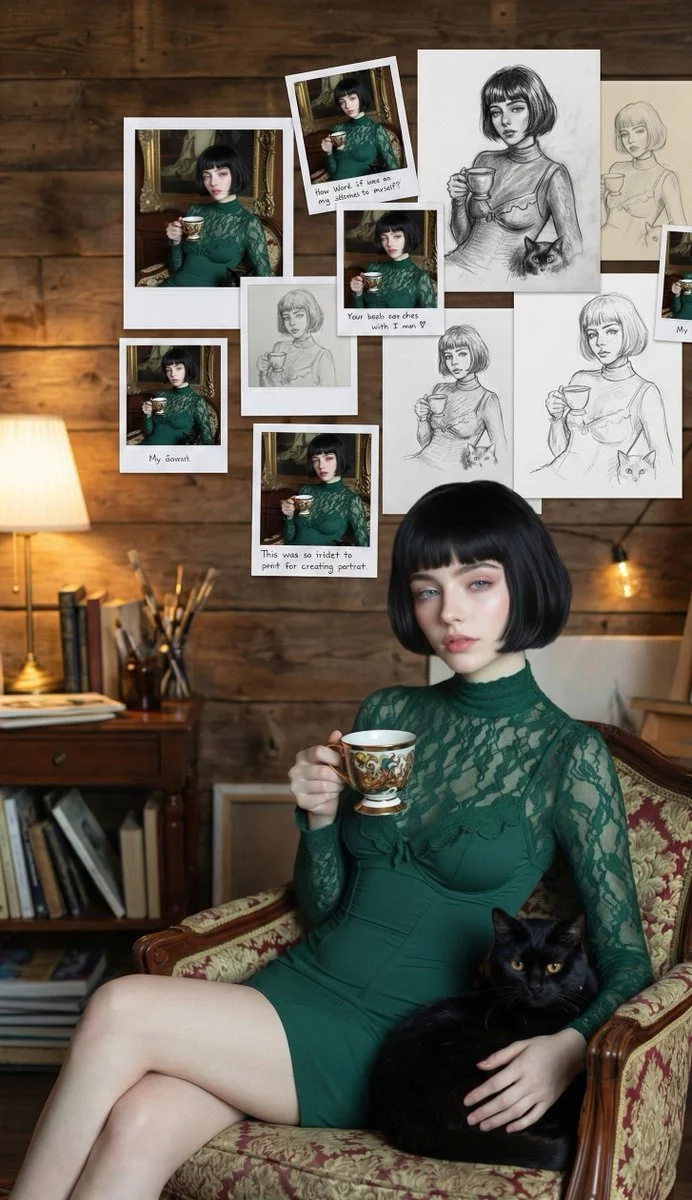 Elegance in Shadows: A Portrait of Mystery and Artistry