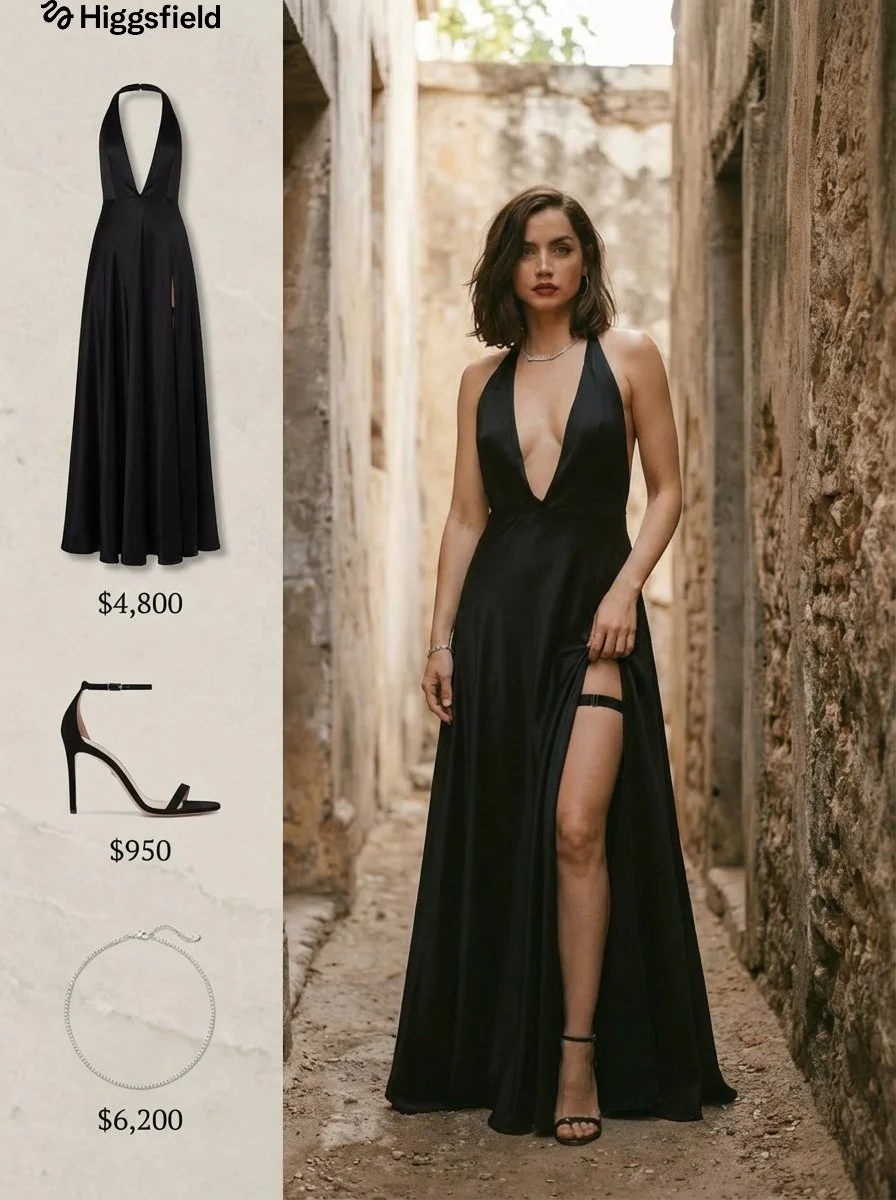 Elegance in Stone: Ana de Armas in Vintage Glamour