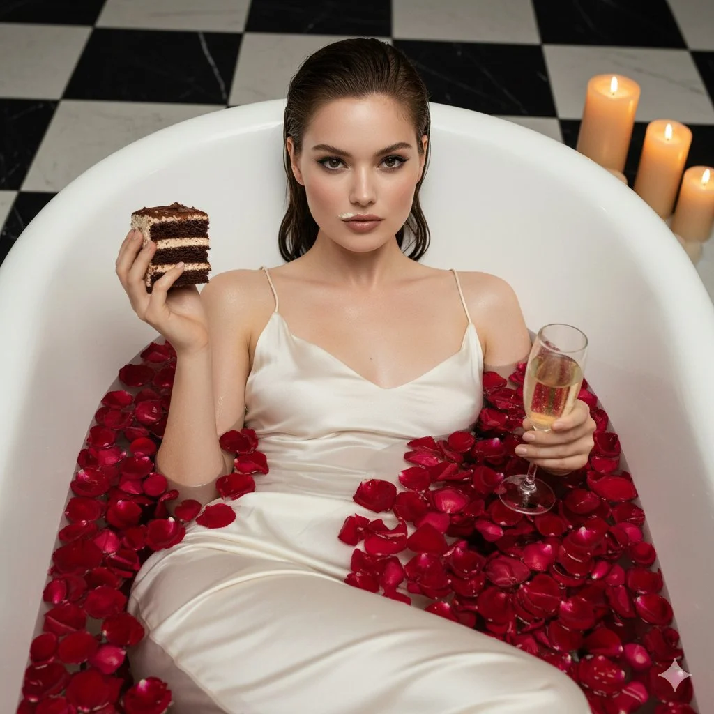 Elegance in the Bath: A Luxurious Fashion Portrait