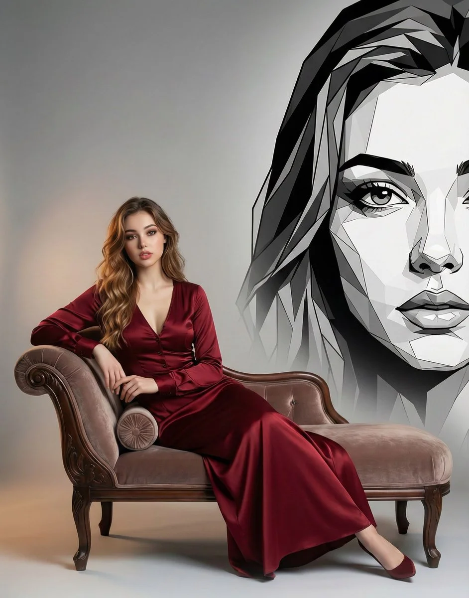Elegance Meets Abstract: A Stunning Portrait Fusion