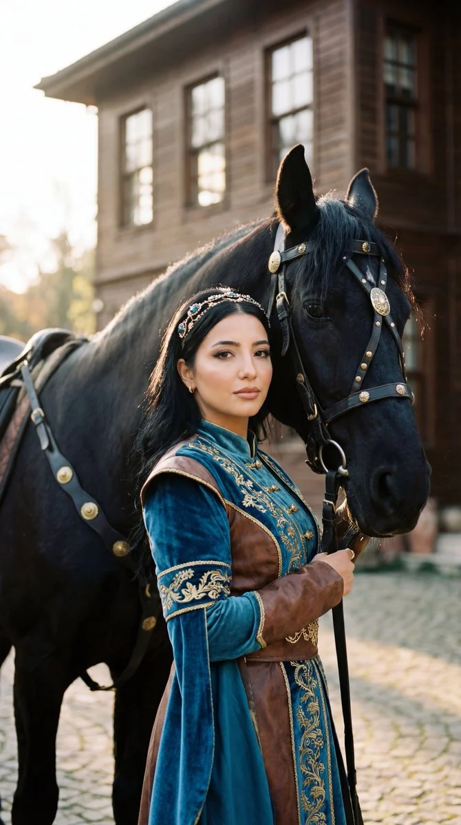 Elegance of Heritage: A Turkish Woman and Her Steed