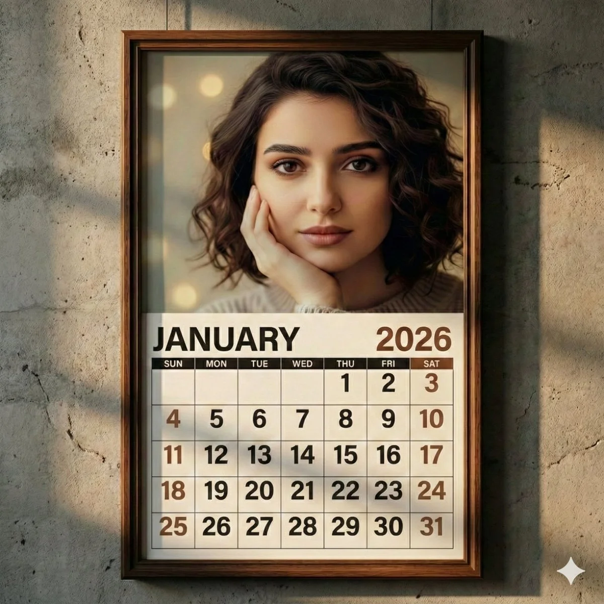 Elegant Calendar Portrait: A Visual Journey