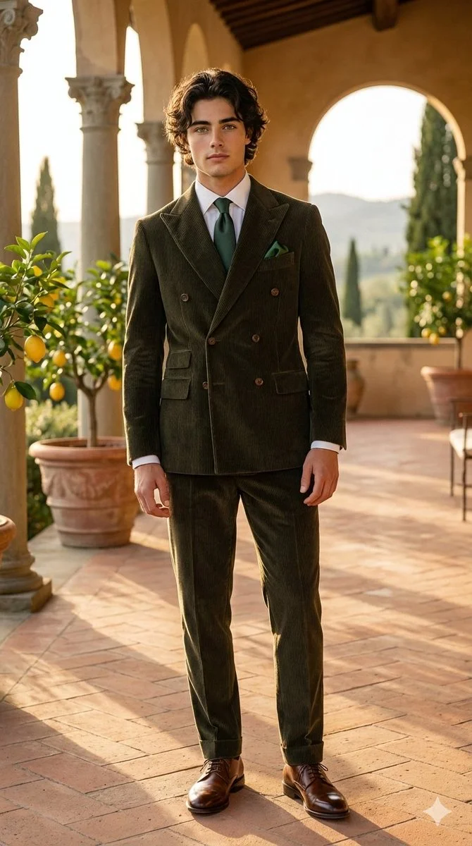 Elegant Confidence: A Fashion Moment in Italian Serenity