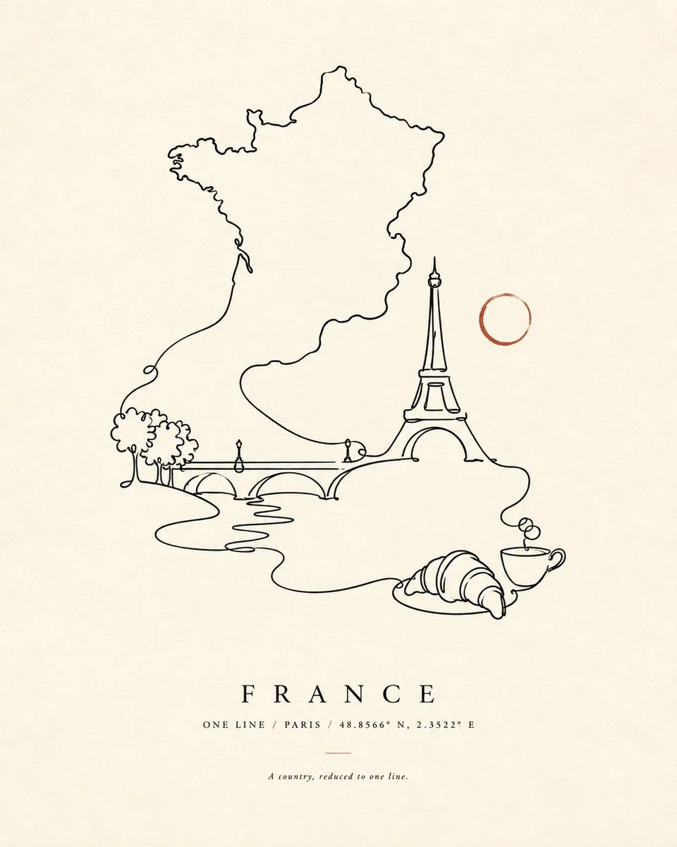 Elegant continuous line drawing of Italy's boot silhouette and olive sprig