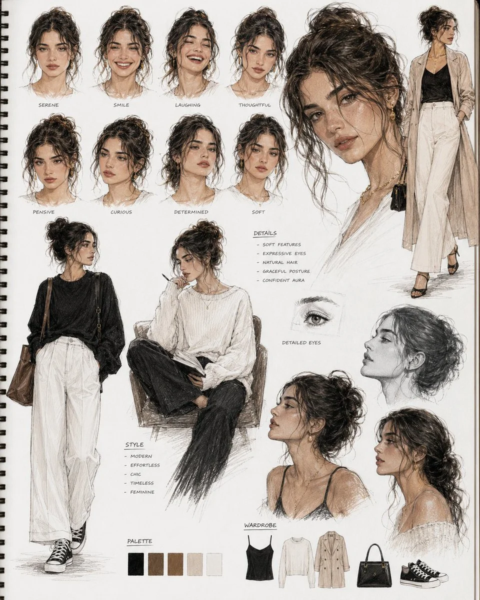 Elegant fashion model sketches showcase luxury style and sophisticated beauty