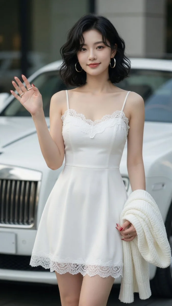 Elegant fashion portrait of a woman with hoop earrings and wave