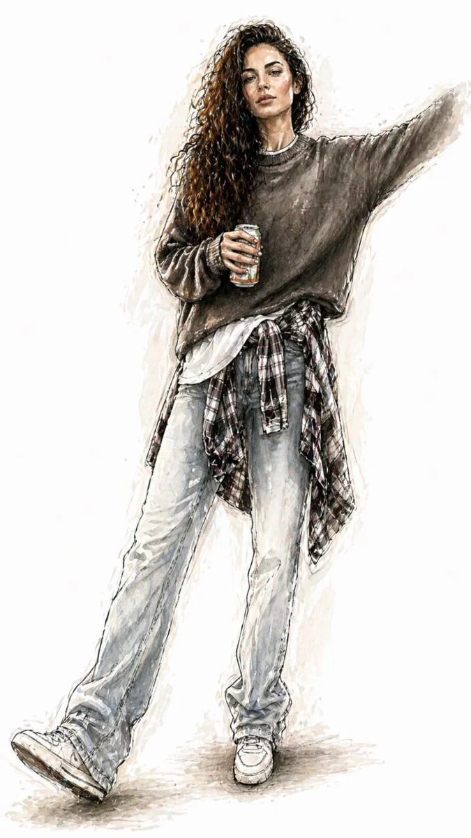 Elegant Fashion Transformation in Watercolor