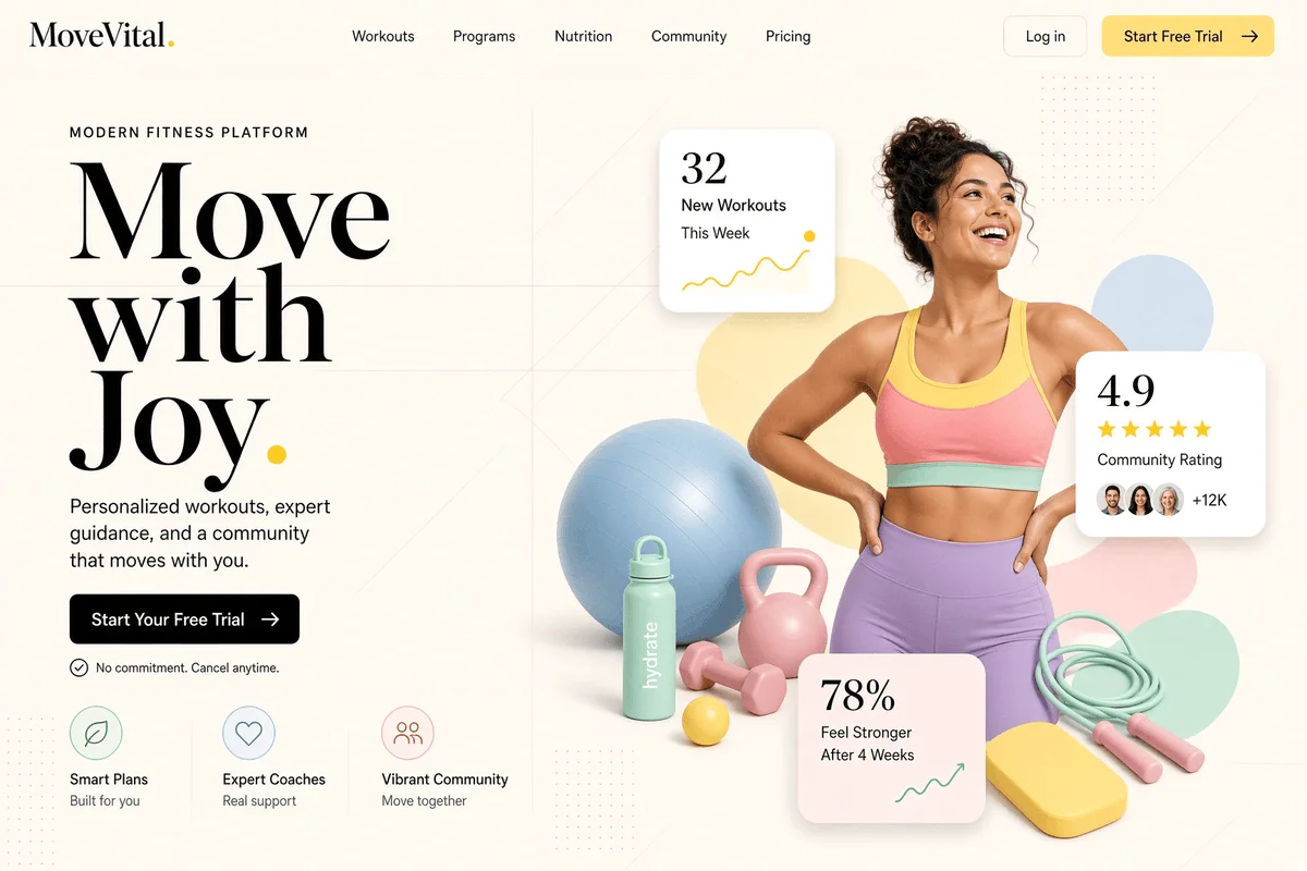 Elegant furniture brand hero with soft geometric accents and product imagery