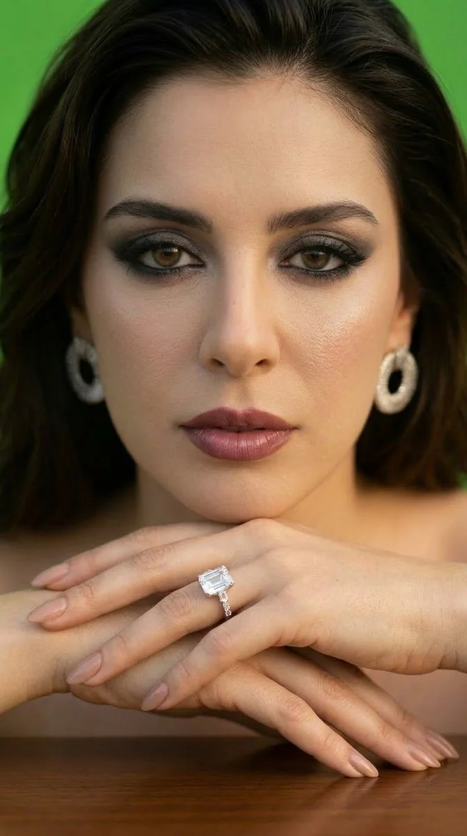 Elegant Gaze Meets Sparkling Diamond in High-Fashion Beauty Portrait