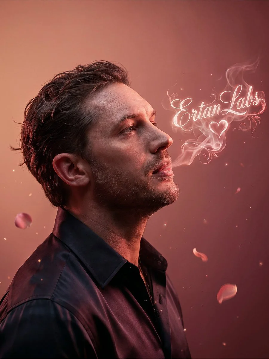 Elegant Masculine Portrait with Artistic Smoke