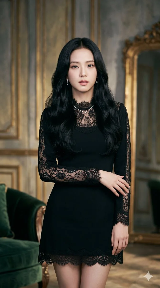 Elegant Noir: Jisoo in Black Lace