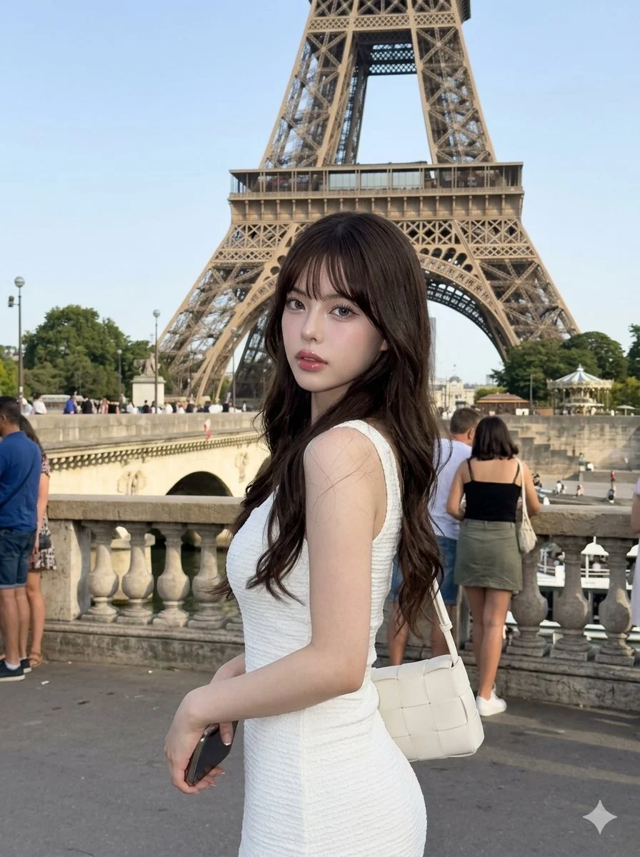 Elegant Portrait by the Eiffel Tower in Soft Afternoon Light