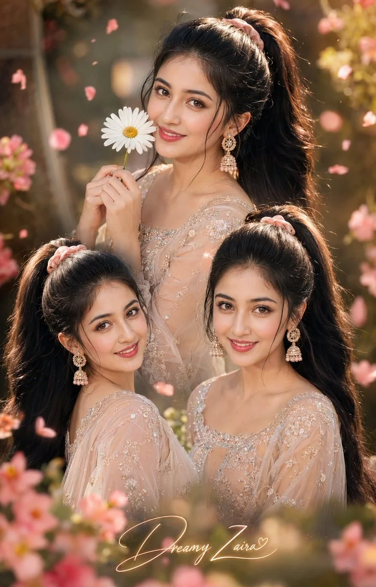 Elegant Portrait Collage of a Young Girl