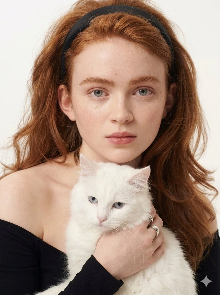 Elegant Serenity with a Cat Companion