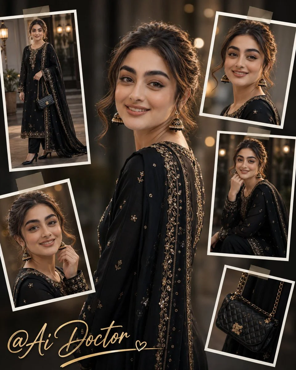 Elegant South Asian beauty glances back in golden light