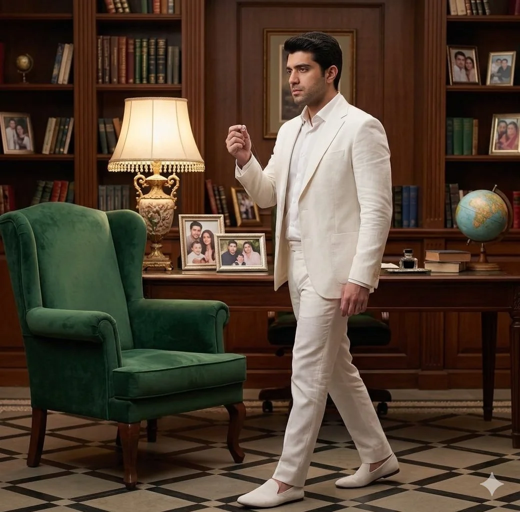 Elegant South Asian Gentleman in a Vintage Library Setting