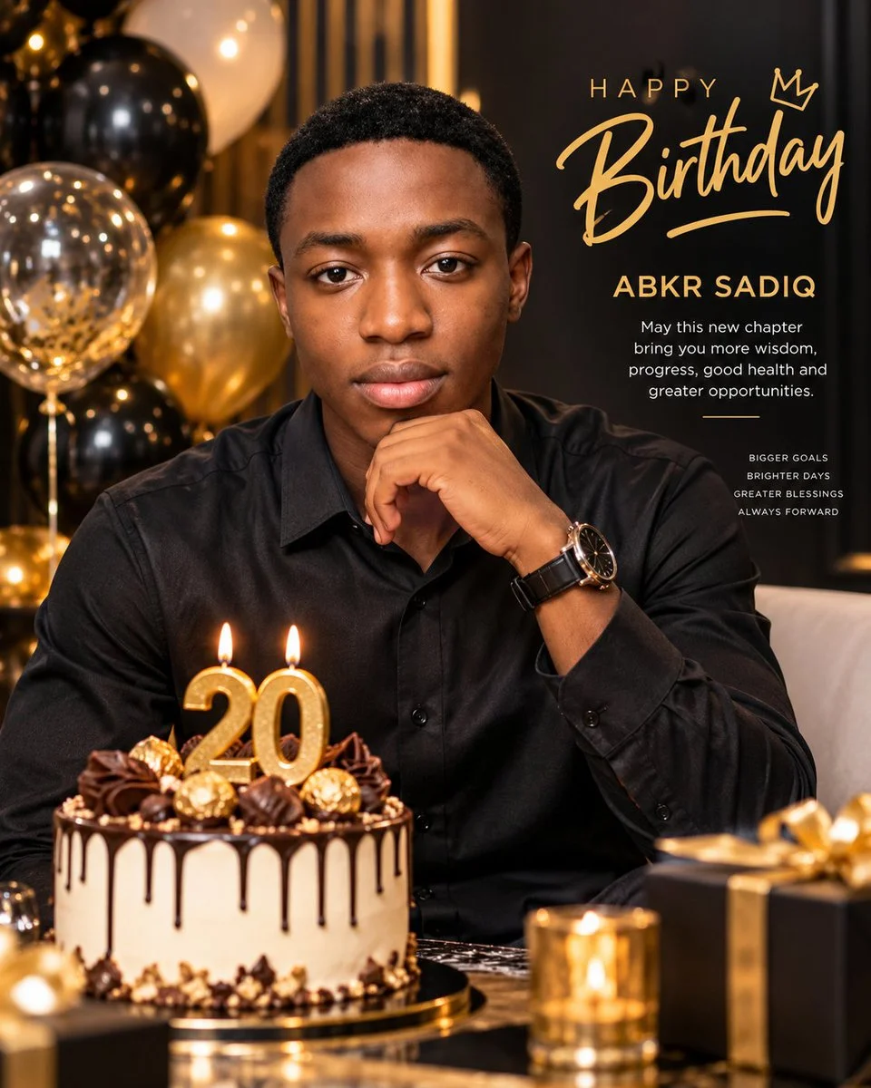 Elegant studio portrait captures joyful birthday celebration with soft lighting