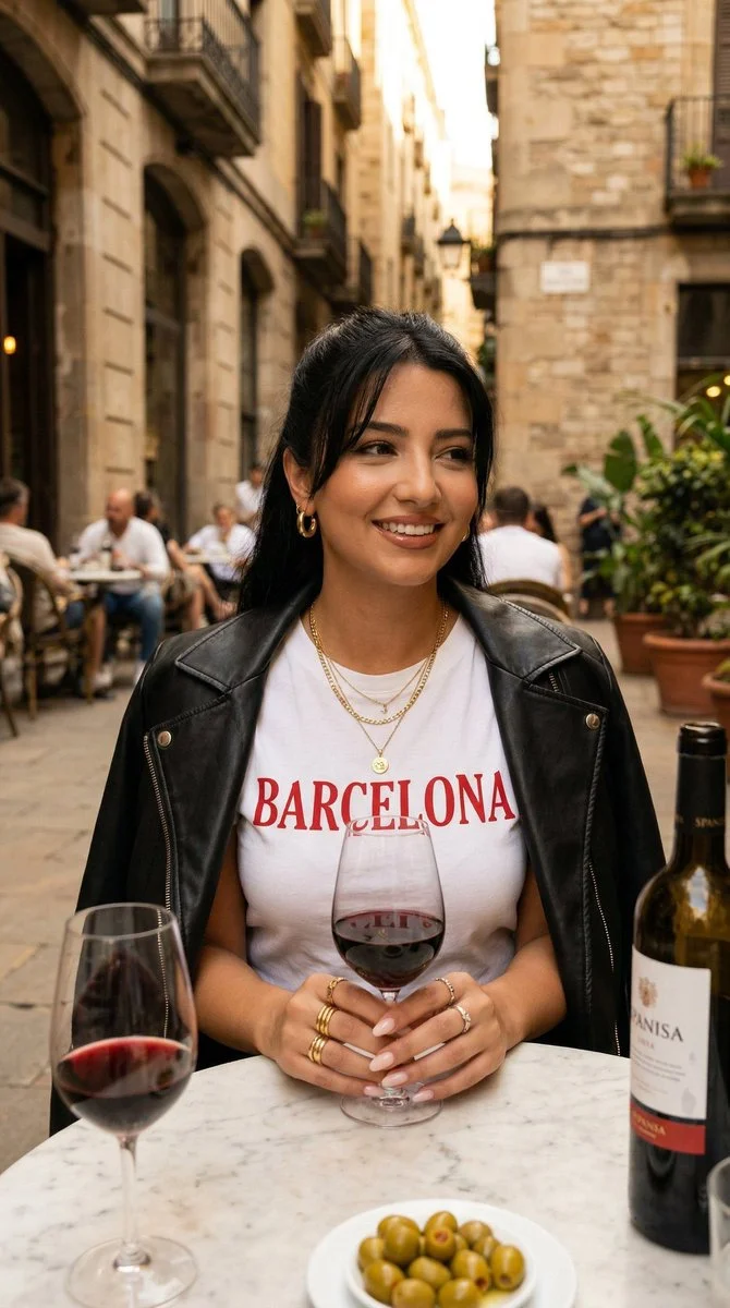 Elegant Summer Moments at a Barcelona Café Table