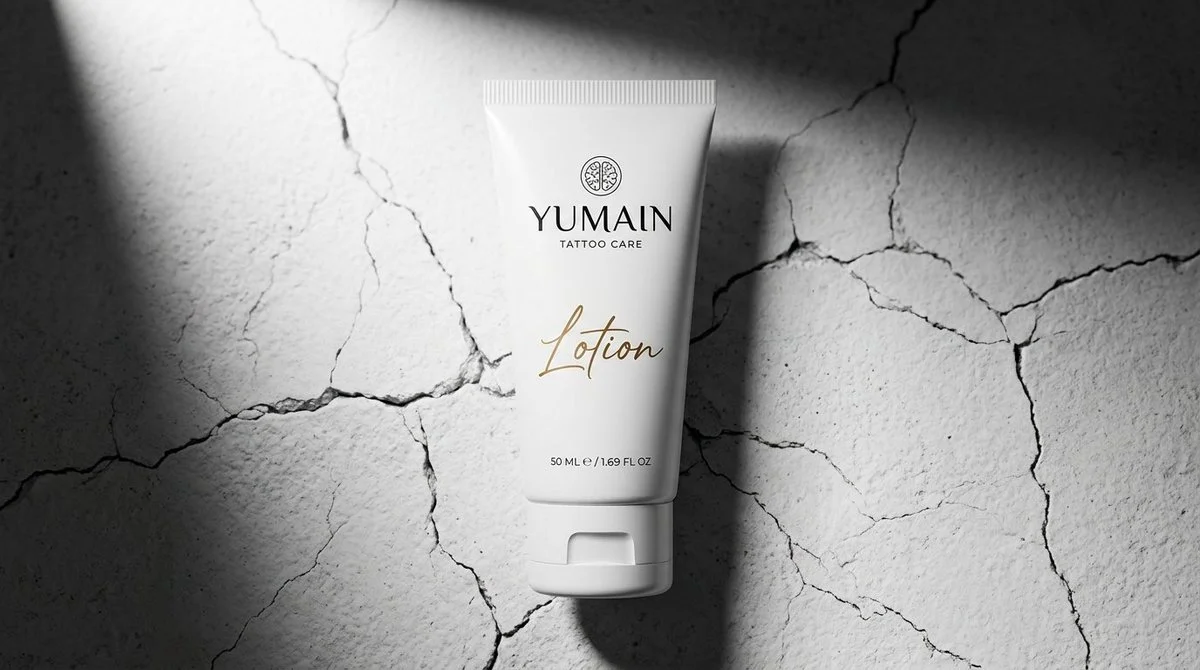 Elegant Teal Hand Cream Tube on Soft Beige Fabric