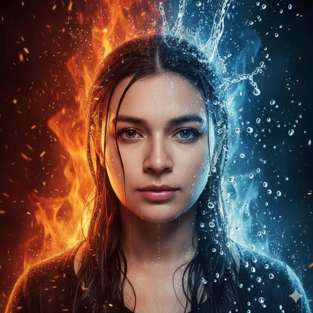 Elemental Harmony: A Portrait of Fire and Water