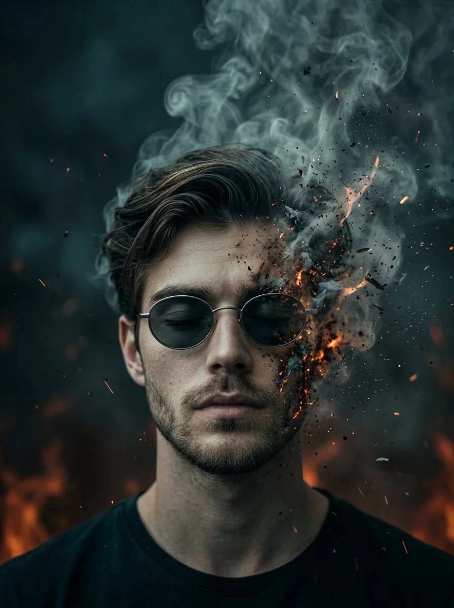 Embers of Identity: A Cinematic Portrait in Smoke and Fire