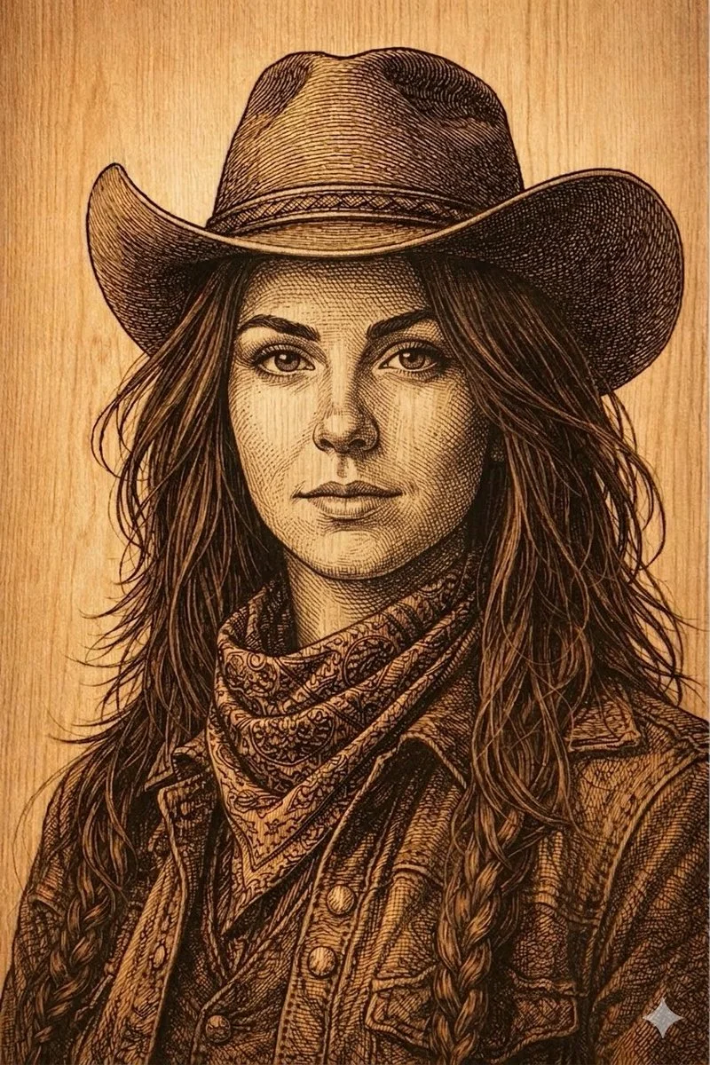 Embrace the Frontier with Pyrography Portraits