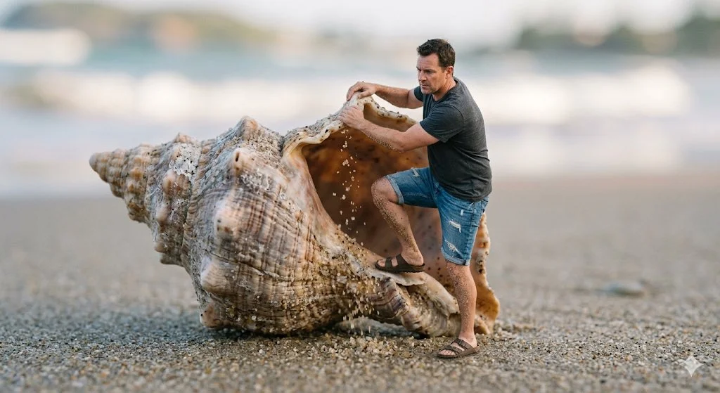 Emergence from the Spiral Shell: A Hyper-Realistic Macro Scene