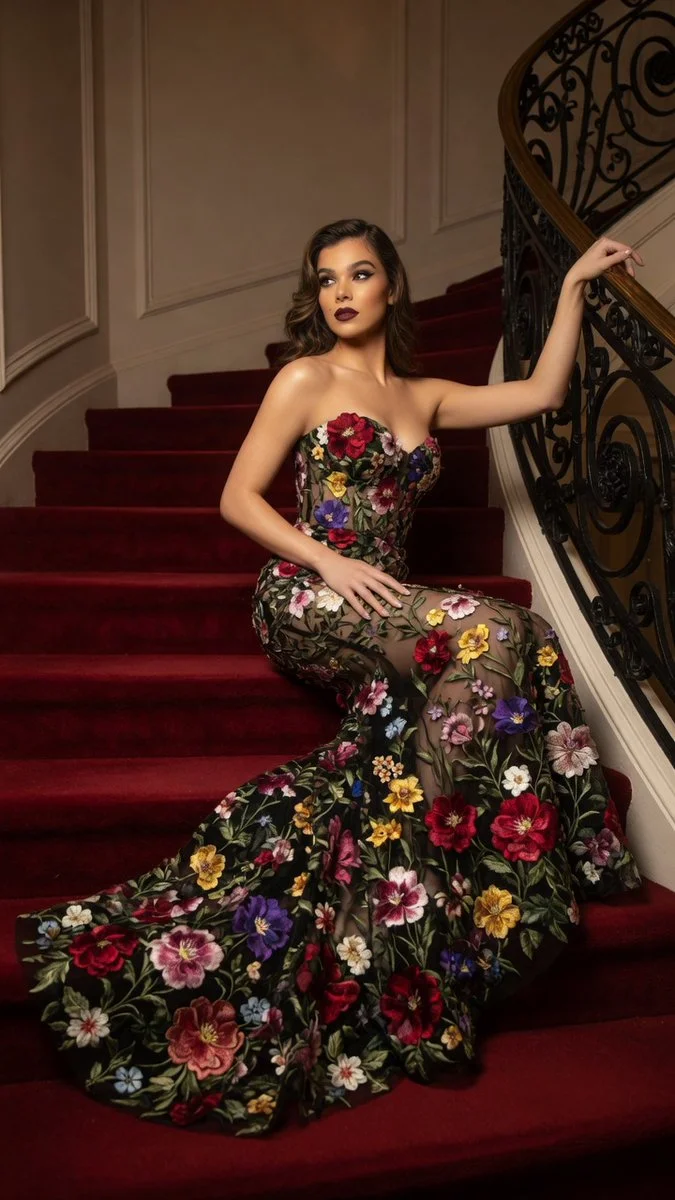 Emma Stone shines in embroidered sheer dress with dramatic train