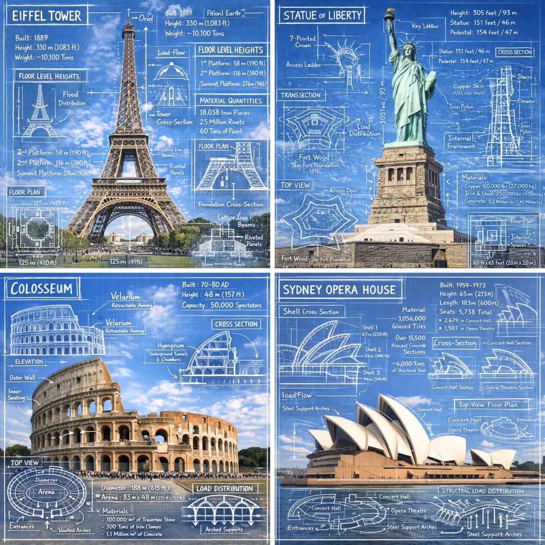 Emotional Landscape of World Landmarks in Artistic Infographics