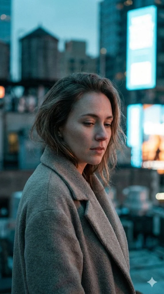 Emotional Rooftop Reverie: A Portrait in Motion