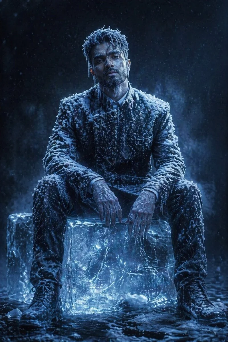 Emotional Weight of a Man Encased in Ice