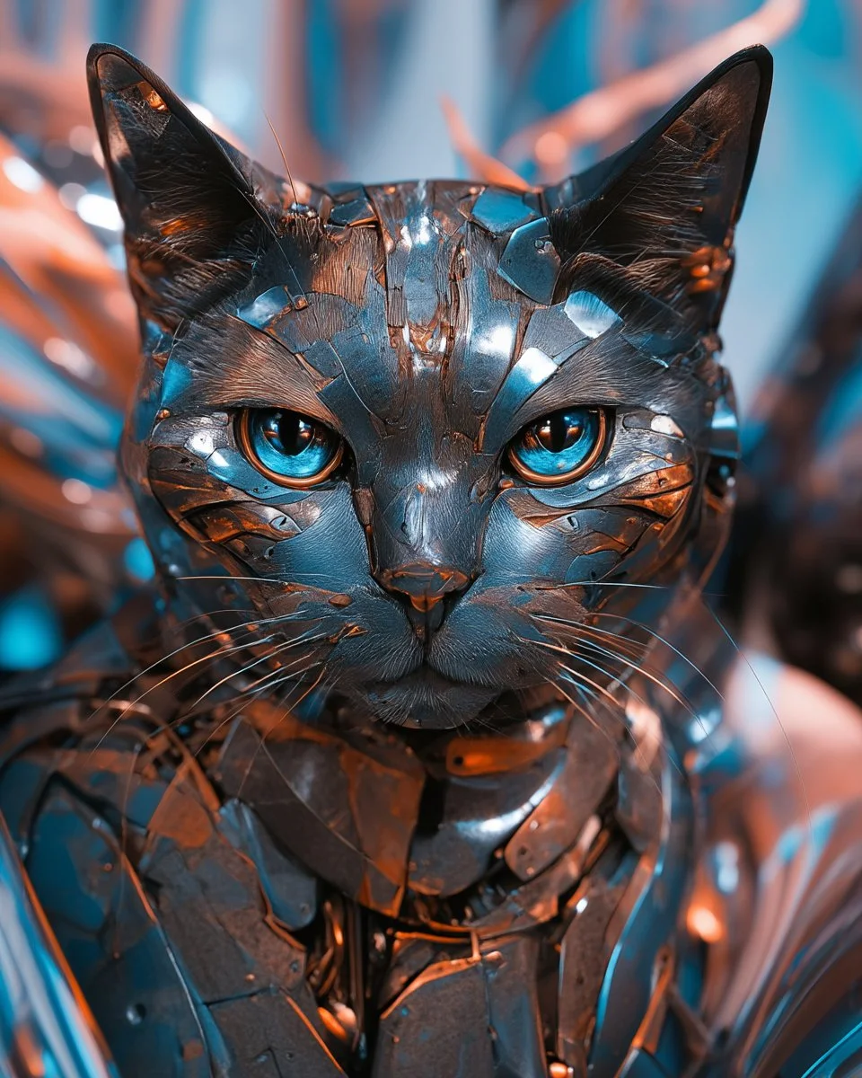 Emotive Fusion of Metal and Color in Cyberpunk Style